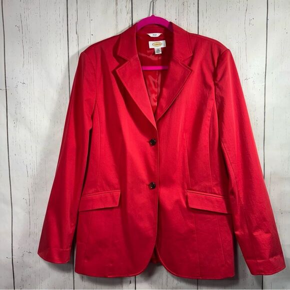 Talbots Red Stretch Blazer Jacket Womens 14 Long Lined Classic Workwear - Picture 1 of 14
